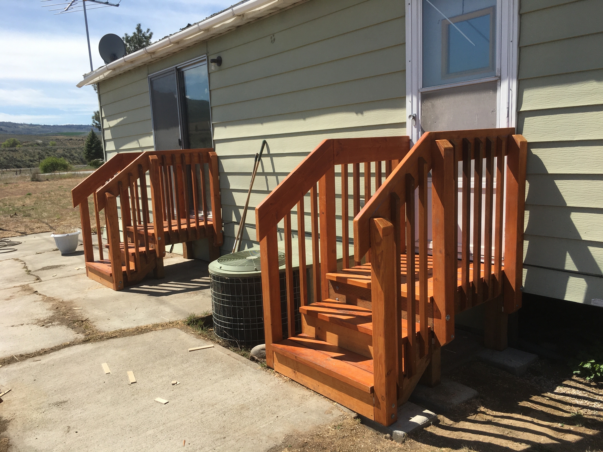 Construction of exterior stairs. 