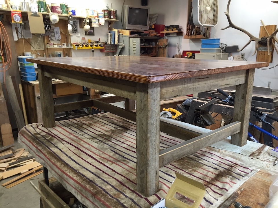 Custom built barn board coffee table